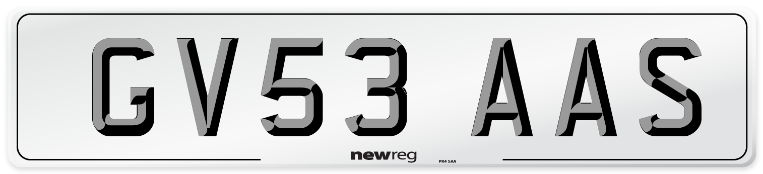 GV53 AAS Number Plate from New Reg